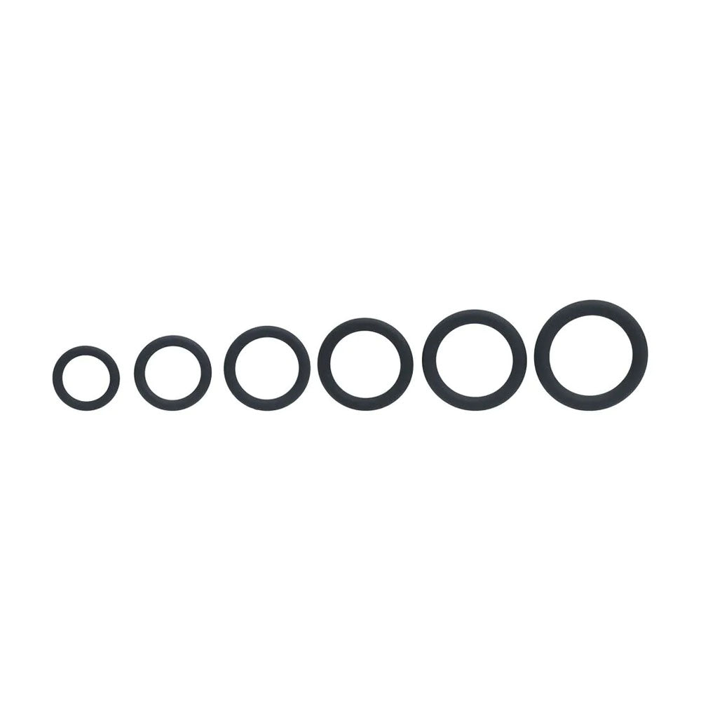 LEVELZ Classic Silicone Cock Ring Set of 6 - Black