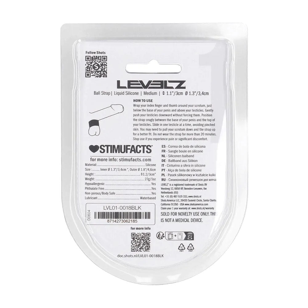 LEVELZ Liquid Silicone Medium Ball Strap - Black