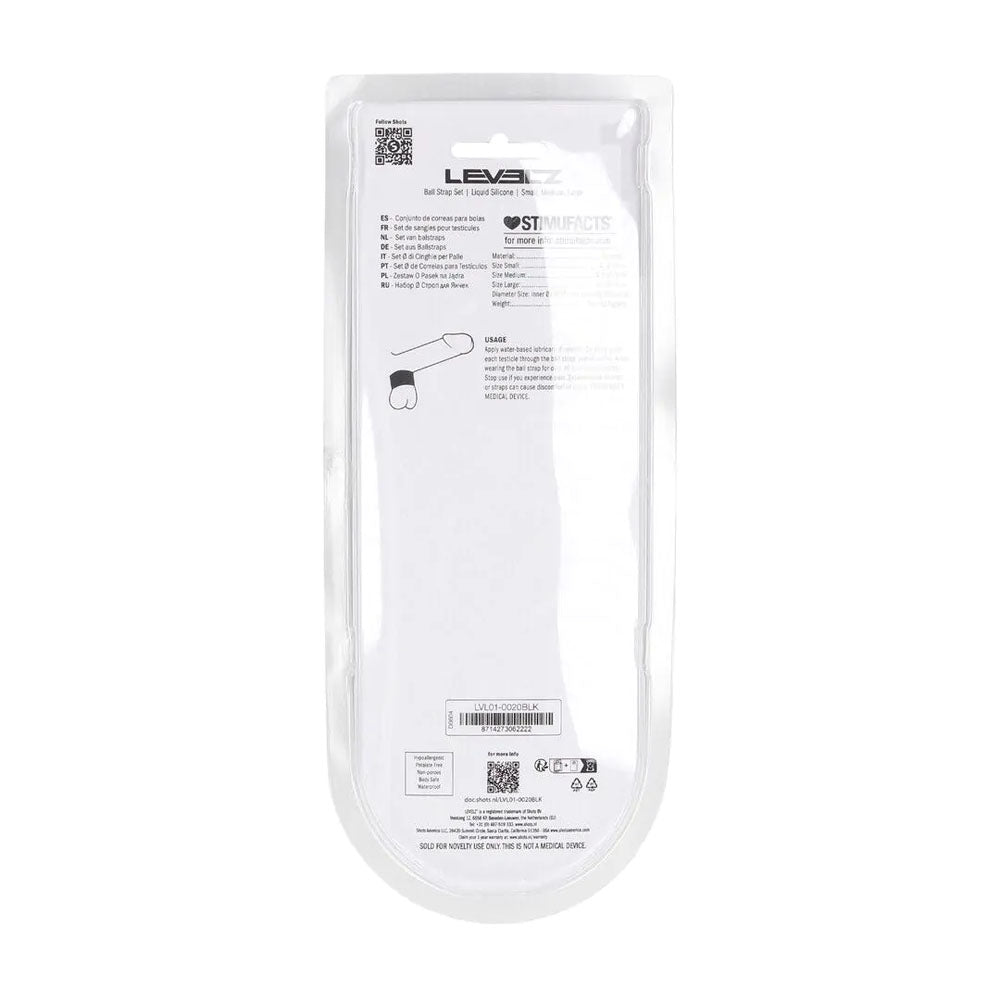 LEVELZ Liquid Silicone Ball Strap  - Black Ball Stretchers - Set of 3 Sizes