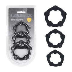 LEVELZ Beaded Silicone Cock Ring Set of 3 - Black