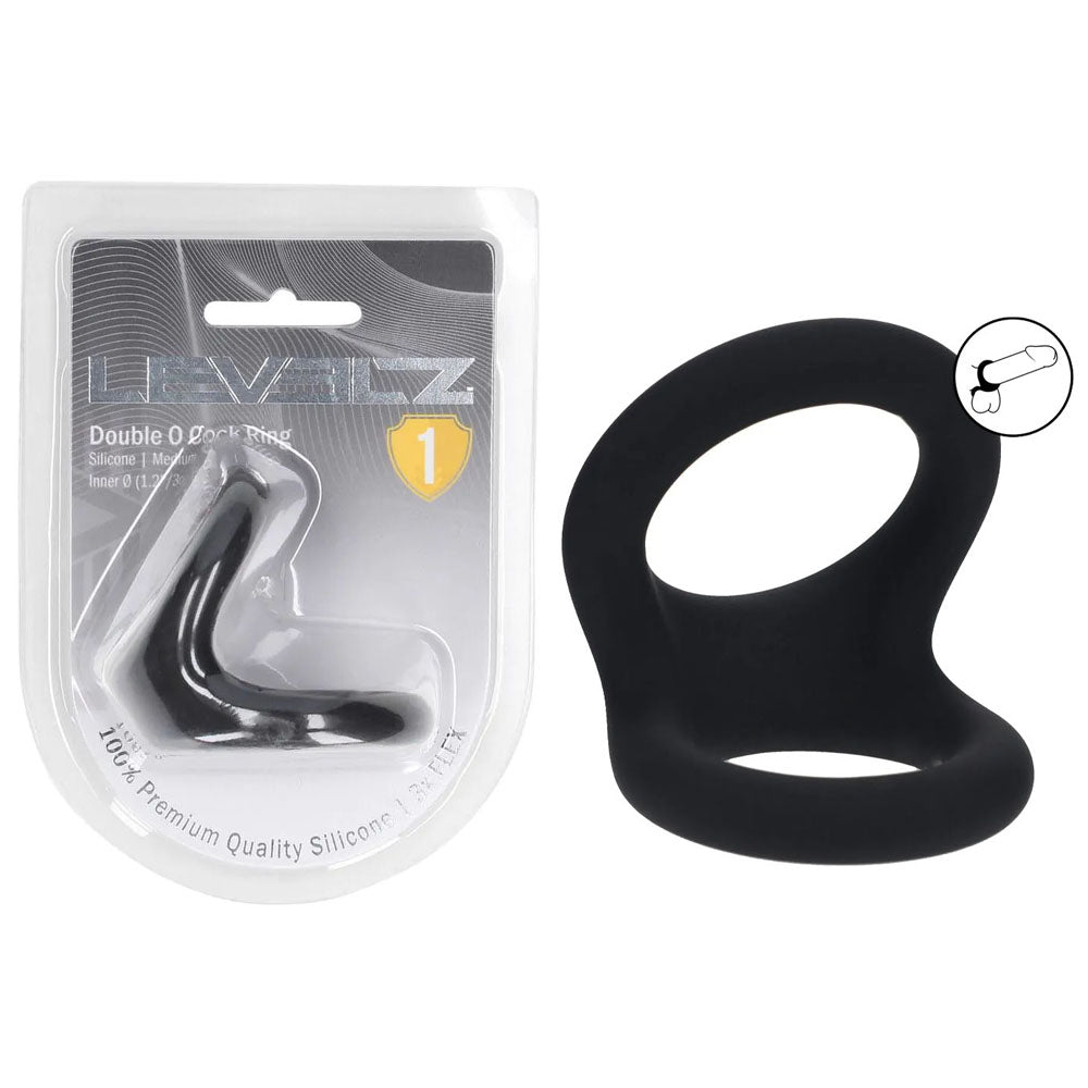 LEVELZ Double O Silicone Medium Cock & Balls Rings - Black