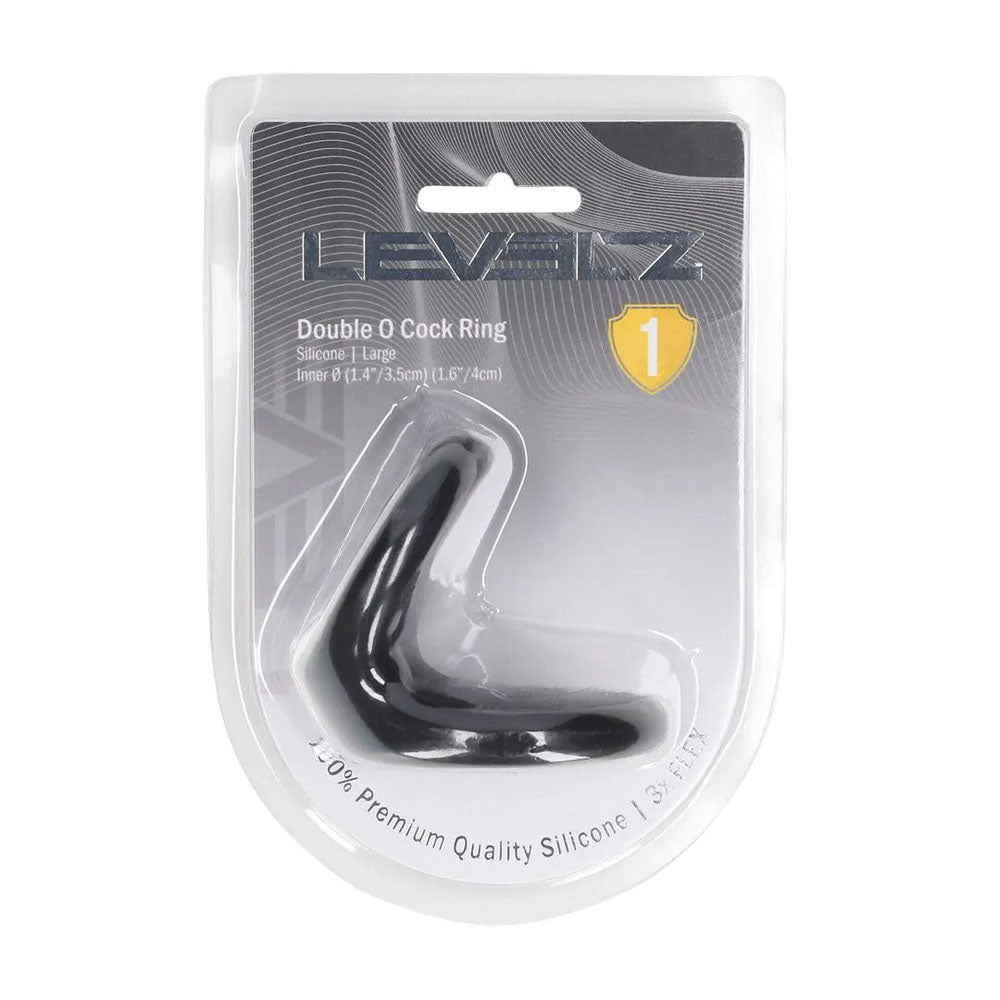 LEVELZ Double O Silicone Cock & Balls Rings - Large Black