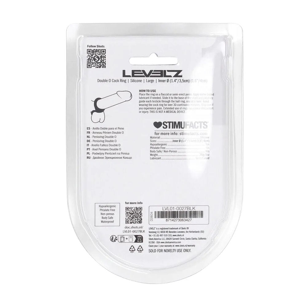 LEVELZ Double O Silicone Cock & Balls Rings - Large Black