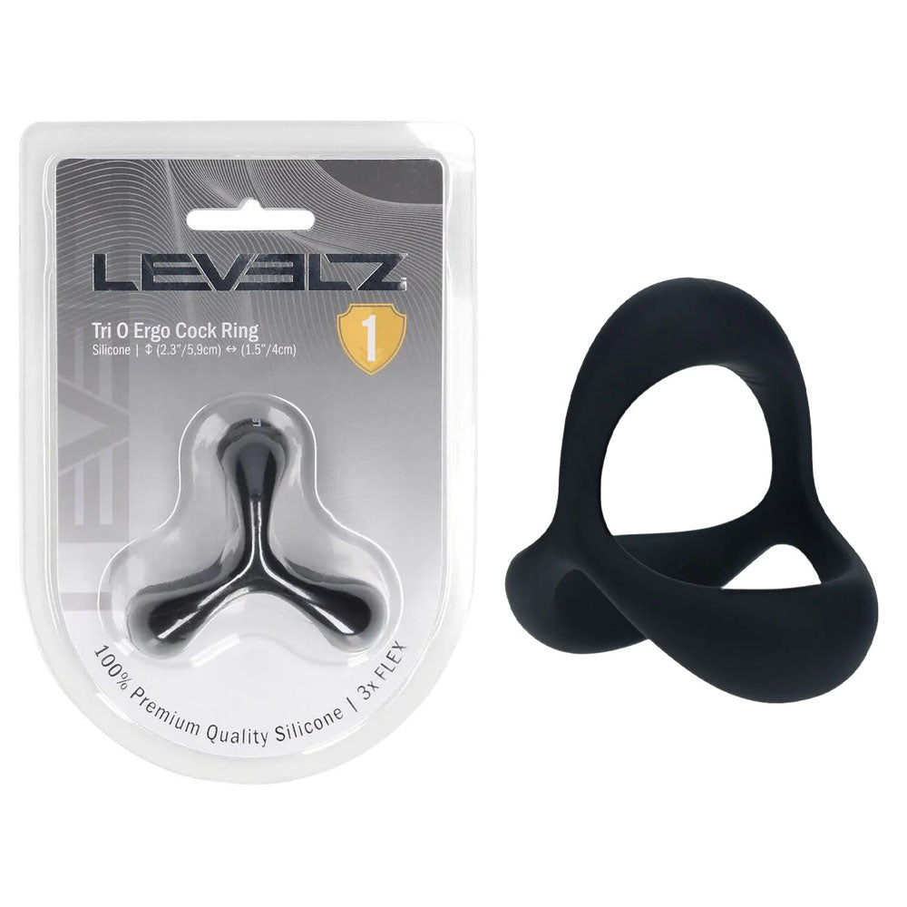 LEVELZ Tri O Ergo Silicone Cock Ring - Black Cock & Balls Rings