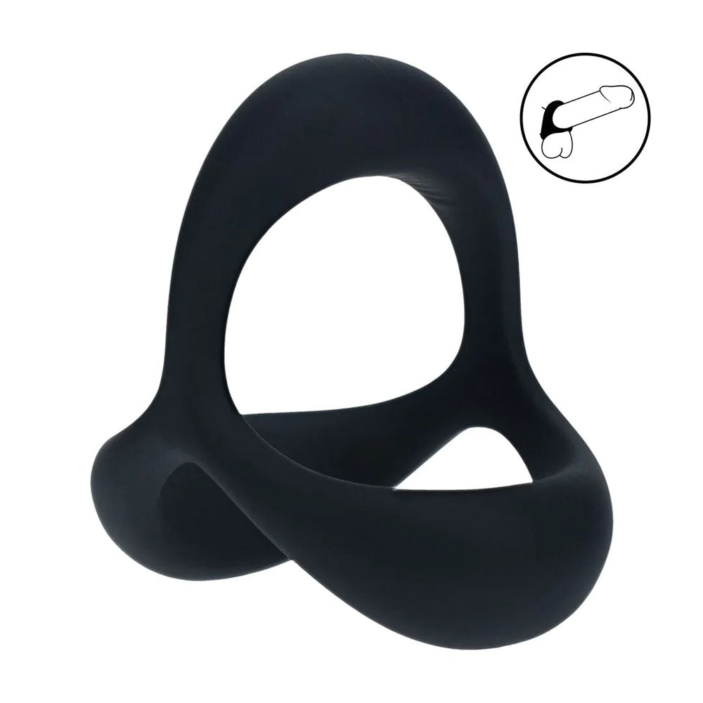 LEVELZ Tri O Ergo Silicone Cock Ring - Black Cock & Balls Rings
