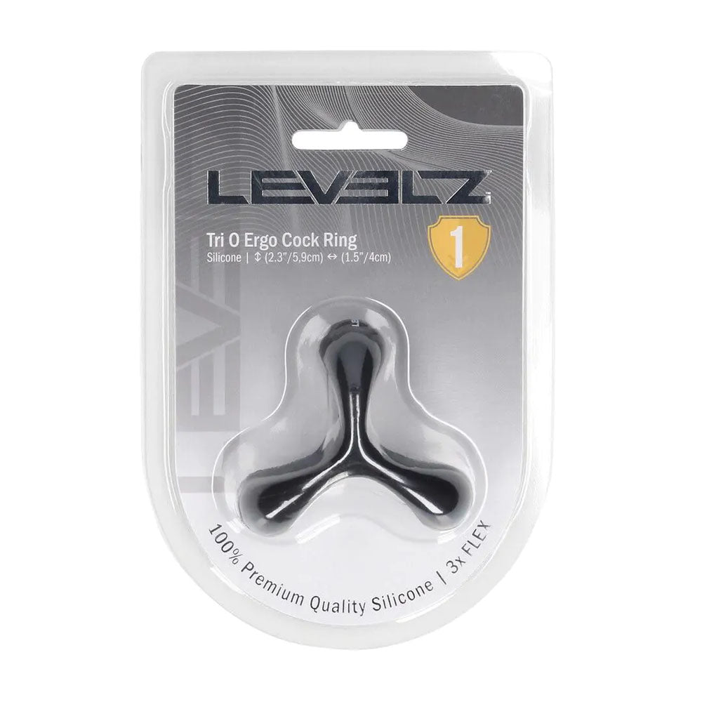 LEVELZ Tri O Ergo Silicone Cock Ring - Black Cock & Balls Rings