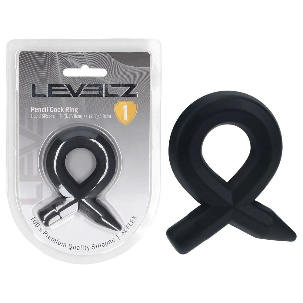 LEVELZ Pencil Liquid Silicone Cock Ring - Black