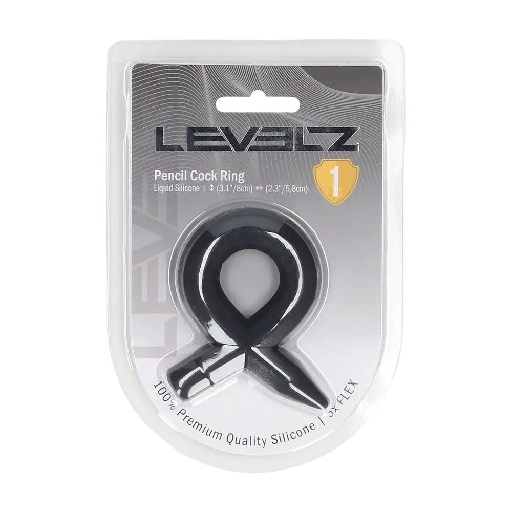 LEVELZ Pencil Liquid Silicone Cock Ring - Black