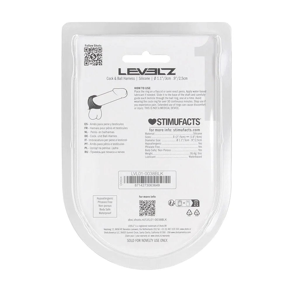 LEVELZ Silicone Cock & Ball Harness - Black