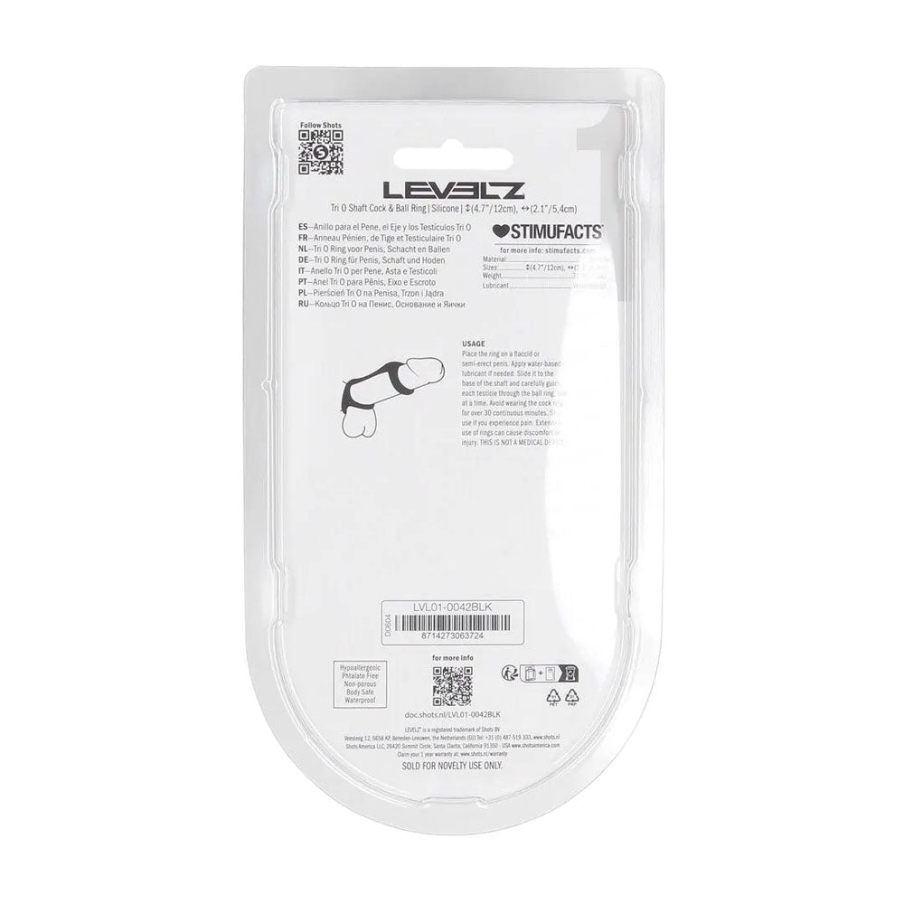 LEVELZ Tri O Silicone Shaft Cock & Ball Ring - Black