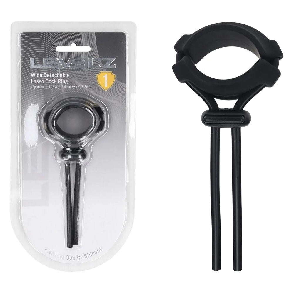 LEVELZ Wide Detachable Adjustable Lasso Cock Ring - Black