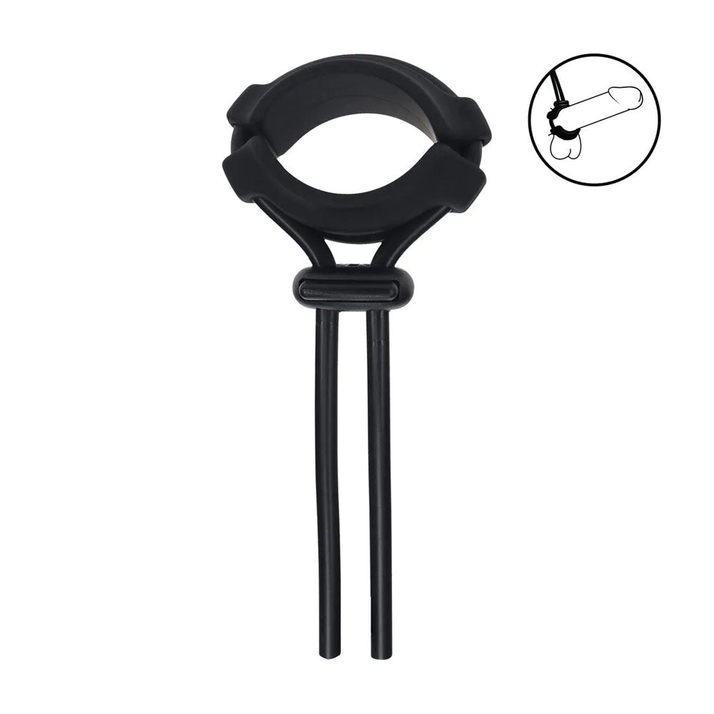 LEVELZ Wide Detachable Adjustable Lasso Cock Ring - Black