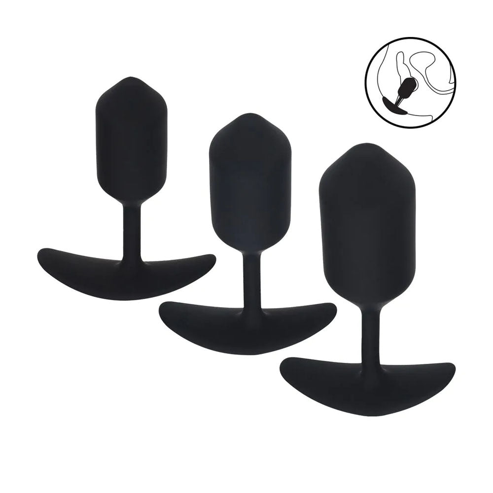 LEVELZ Silicone Weighted Anal Plug Training Set - Black Set of 3 Sizes