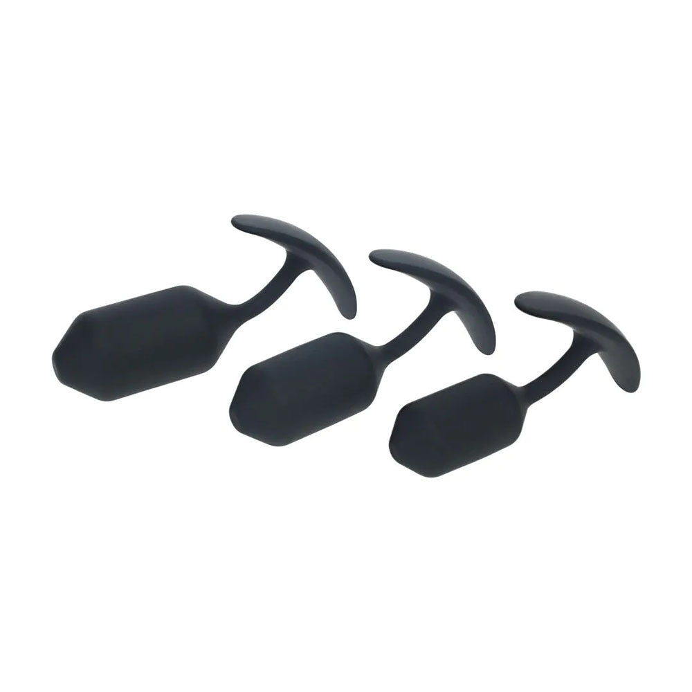 LEVELZ Silicone Weighted Anal Plug Training Set - Black Set of 3 Sizes