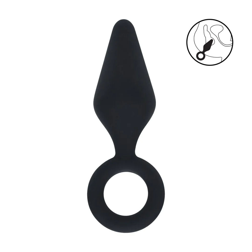 LEVELZ Silicone Anal Plug with Loop - Black Small Butt Plug
