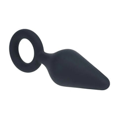 LEVELZ Silicone Anal Plug with Loop - Black Small Butt Plug