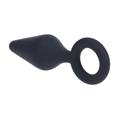 LEVELZ Silicone Anal Plug with Loop - Black Small Butt Plug