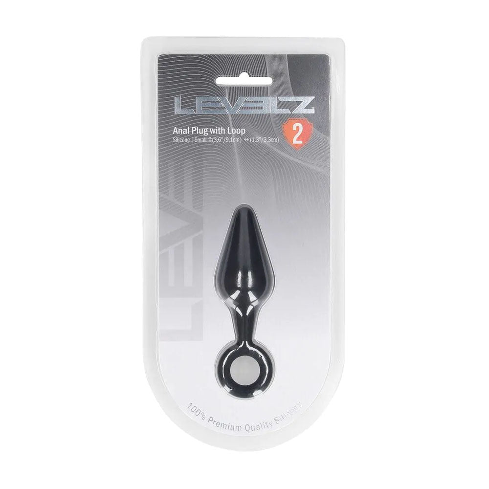 LEVELZ Silicone Anal Plug with Loop - Black Small Butt Plug