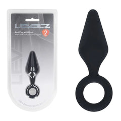 LEVELZ Silicone Anal Plug with Loop - Black Small Butt Plug