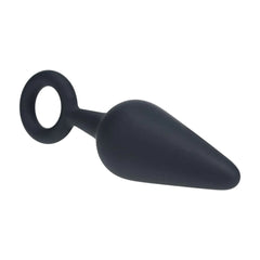 LEVELZ Silicone Anal Plug with Loop - Black Medium Butt Plug