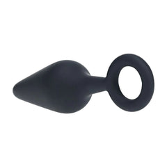 LEVELZ Silicone Anal Plug with Loop - Black Medium Butt Plug