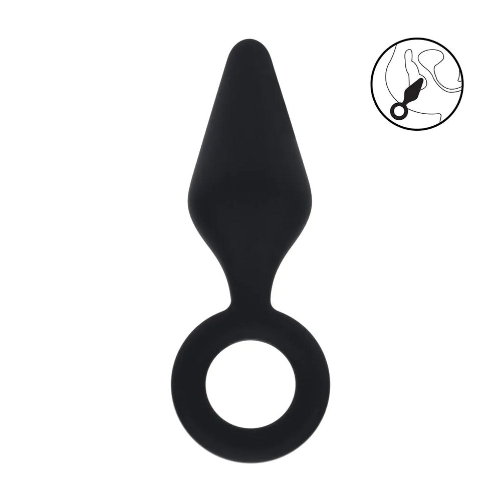LEVELZ Silicone Anal Plug with Loop - Black Large Butt Plug