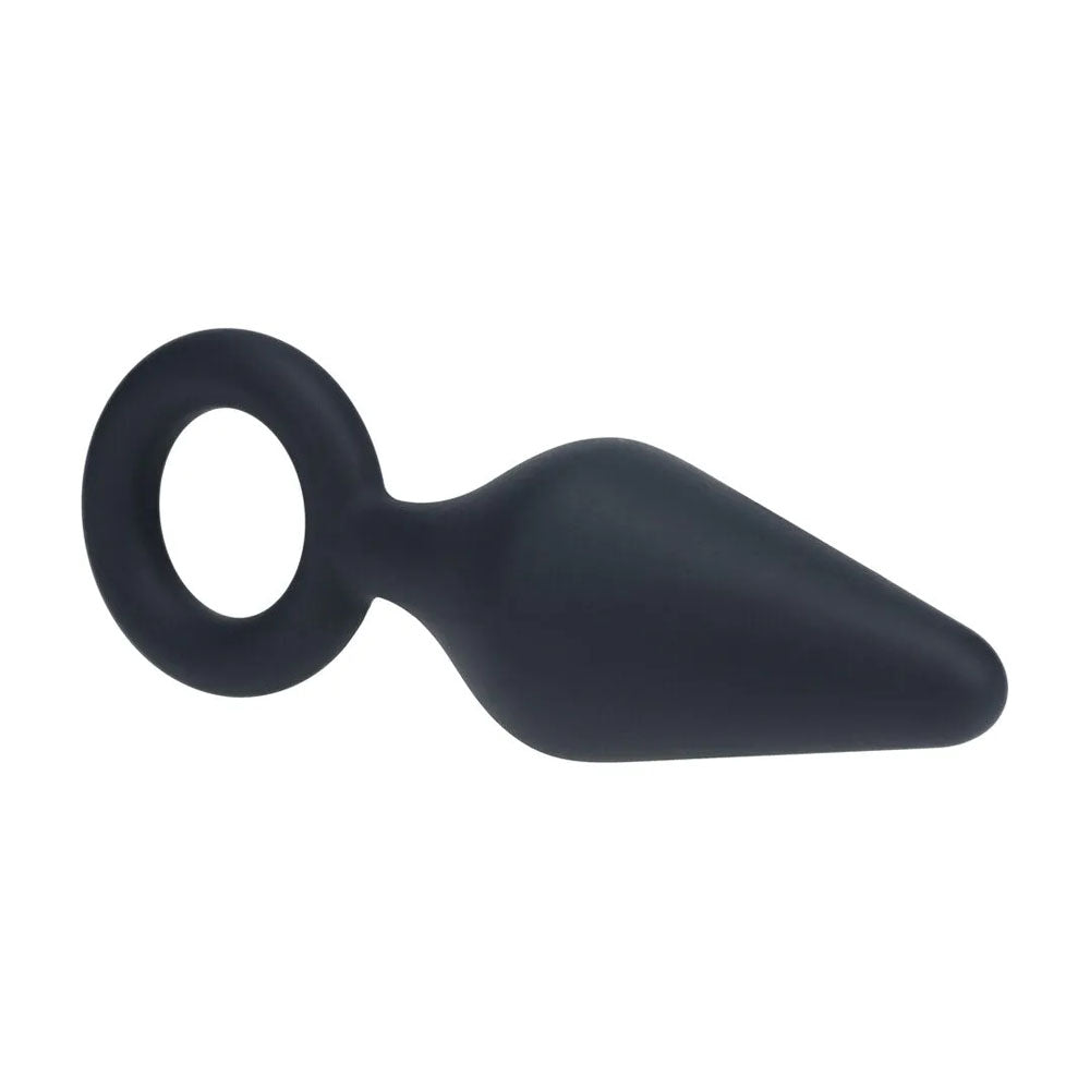 LEVELZ Silicone Anal Plug with Loop - Black Large Butt Plug