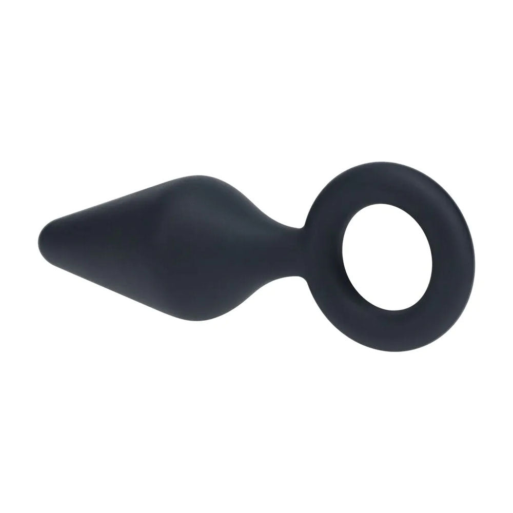 LEVELZ Silicone Anal Plug with Loop - Black Large Butt Plug