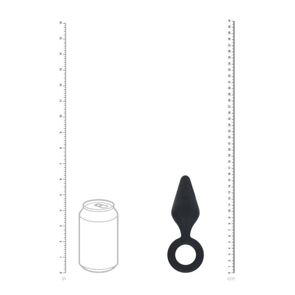 LEVELZ Silicone Anal Plug with Loop - Black Large Butt Plug