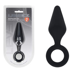 LEVELZ Silicone Anal Plug with Loop - Black Large Butt Plug