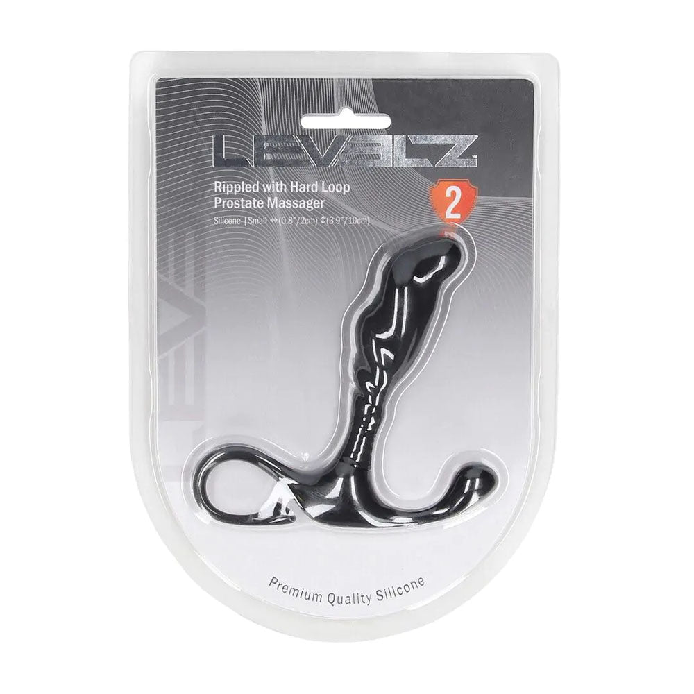 LEVELZ Rippled with Hard Loop Prostate Massager - Black Small