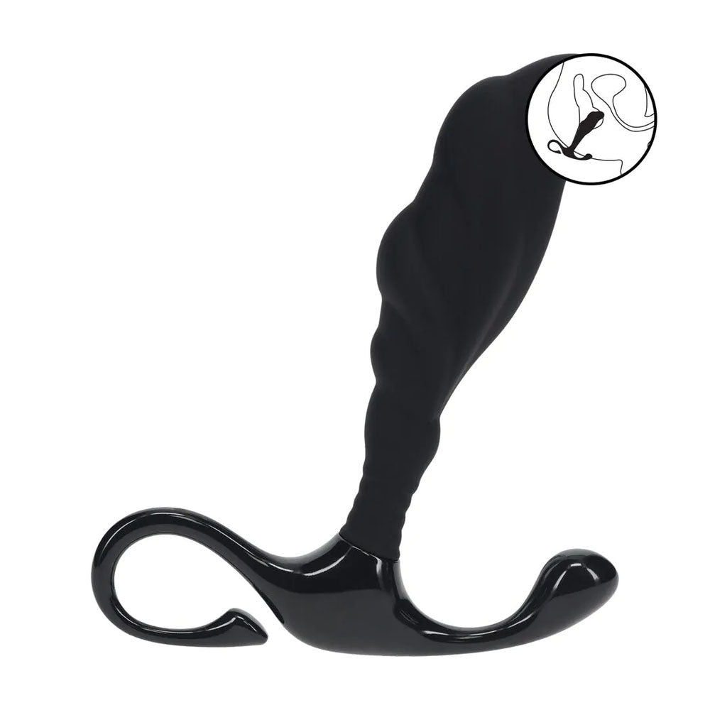 LEVELZ Rippled with Hard Loop Prostate Massager -  Medium Black