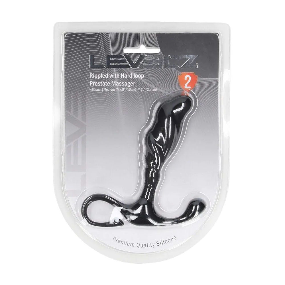 LEVELZ Rippled with Hard Loop Prostate Massager -  Medium Black