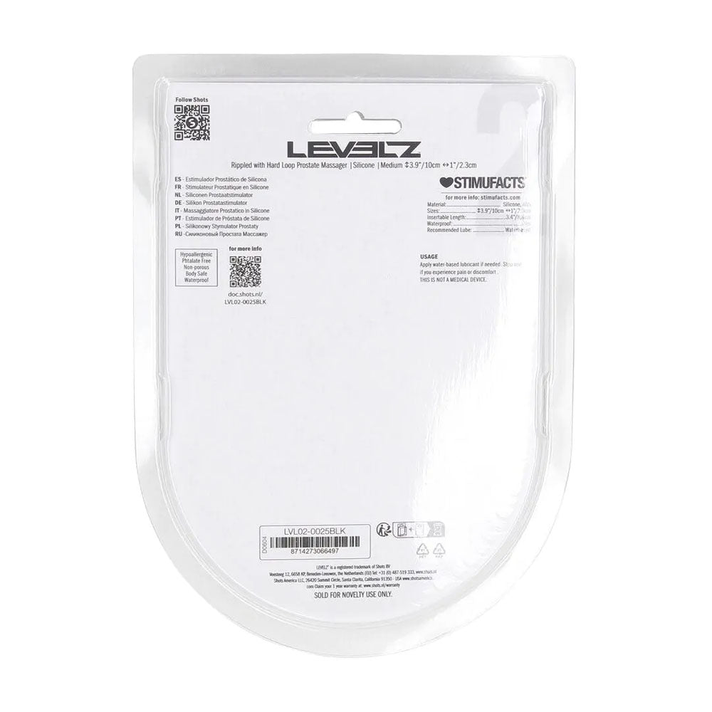 LEVELZ Rippled with Hard Loop Prostate Massager -  Medium Black