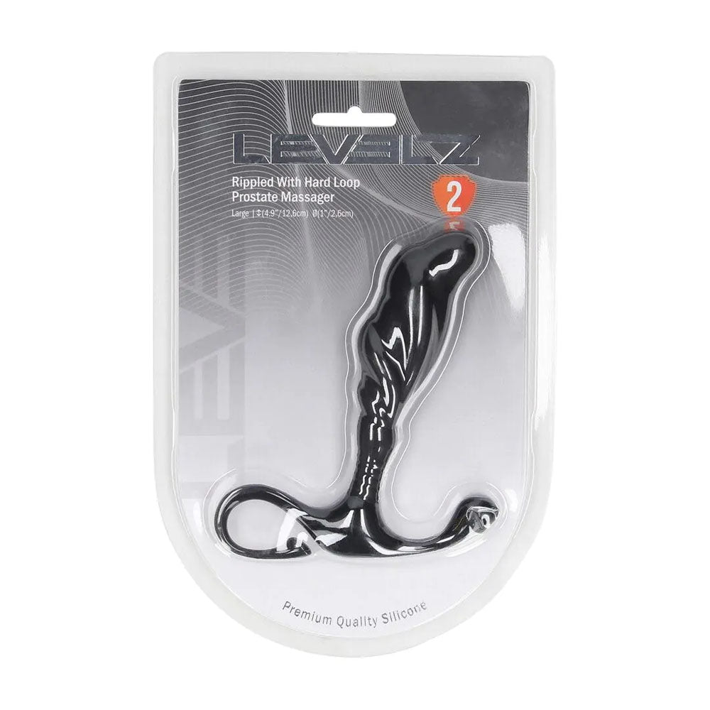 LEVELZ Rippled with Hard Loop Prostate Massager - Large Black