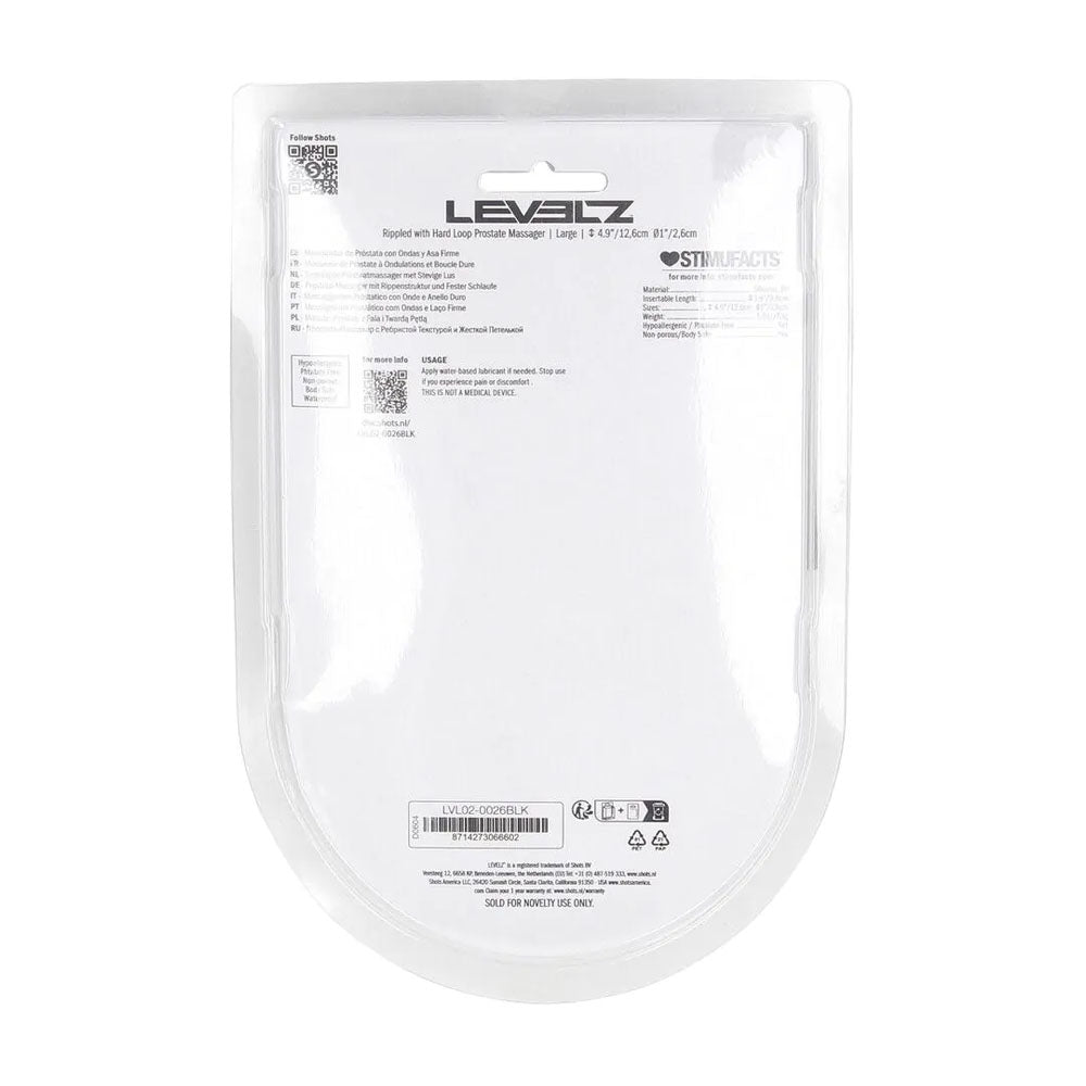 LEVELZ Rippled with Hard Loop Prostate Massager - Large Black