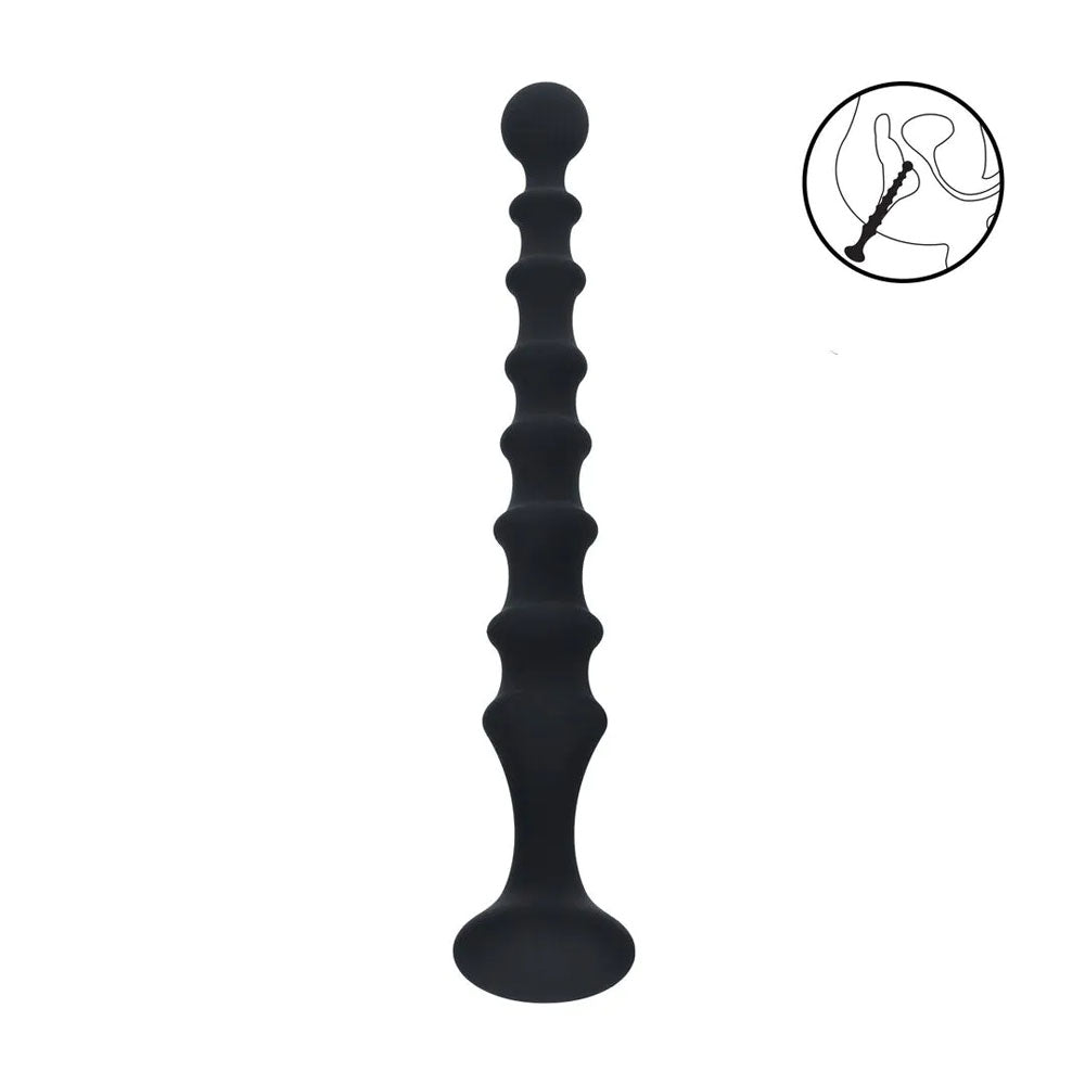 LEVELZ Ribbed Silicone Flared Anal Probe - Black 26.7 cm Anal Beads