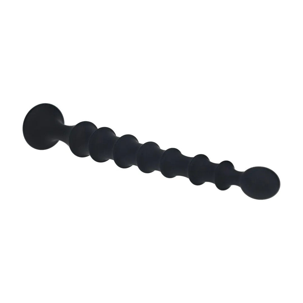 LEVELZ Ribbed Silicone Flared Anal Probe - Black 26.7 cm Anal Beads