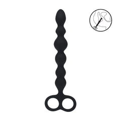 LEVELZ Beaded Silicone Anal Probe with Double Loop - Black 24.5 cm Anal Beads