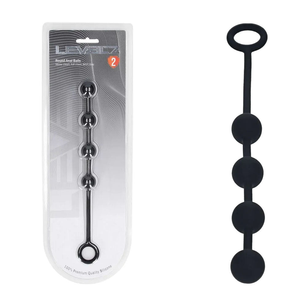LEVELZ Round Silicone Anal Balls - Black 23 cm Small