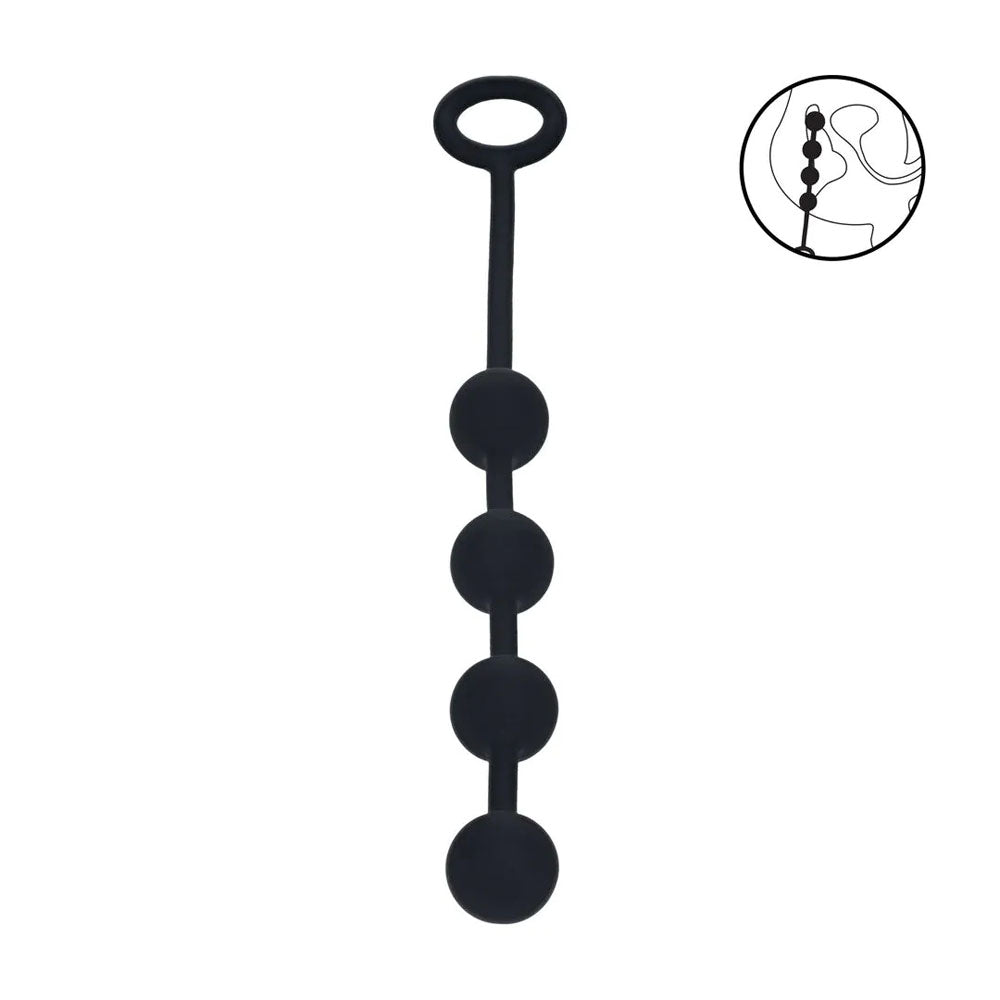 LEVELZ Round Silicone Anal Balls - Black 23 cm Small