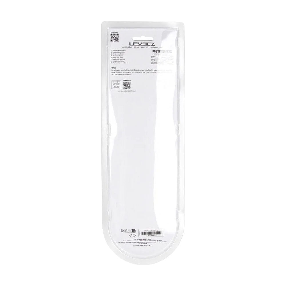 LEVELZ Round Silicone Anal Balls - Black 23 cm Small