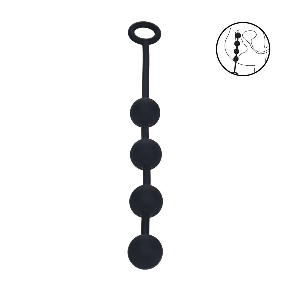LEVELZ Round Silicone Anal Balls - Black 32 cm Medium