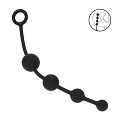 LEVELZ Curved Silicone Anal Beads - Black 29.5 cm