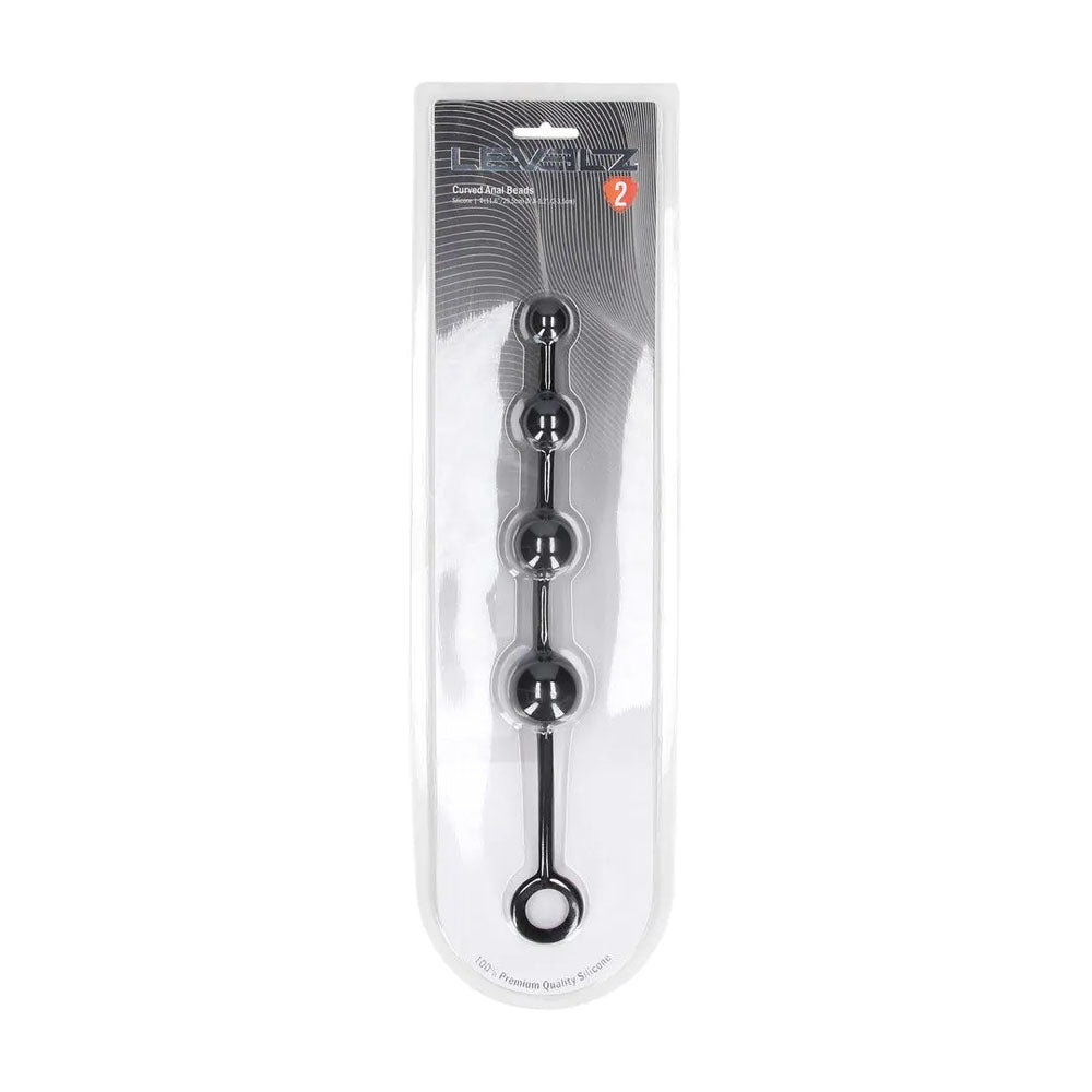 LEVELZ Curved Silicone Anal Beads - Black 29.5 cm