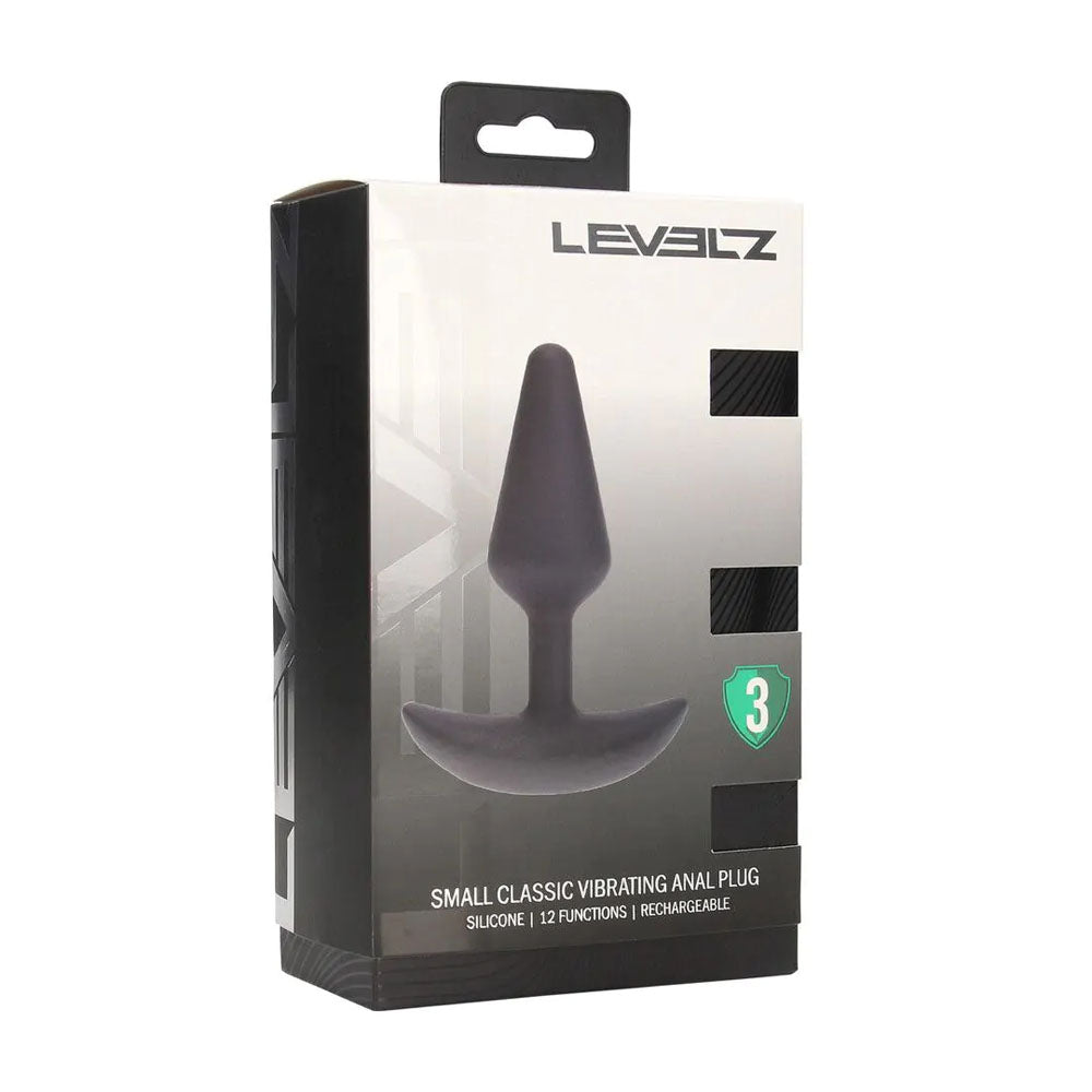 LEVELZ Classic Vibrating Silicone Anal Plug - Black Small USB Rechargeable