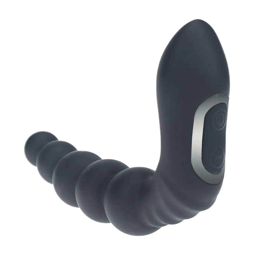 LEVELZ Rechargeable Beaded Prostate Massager - Black USB Rechargeable Heating + Vibrating