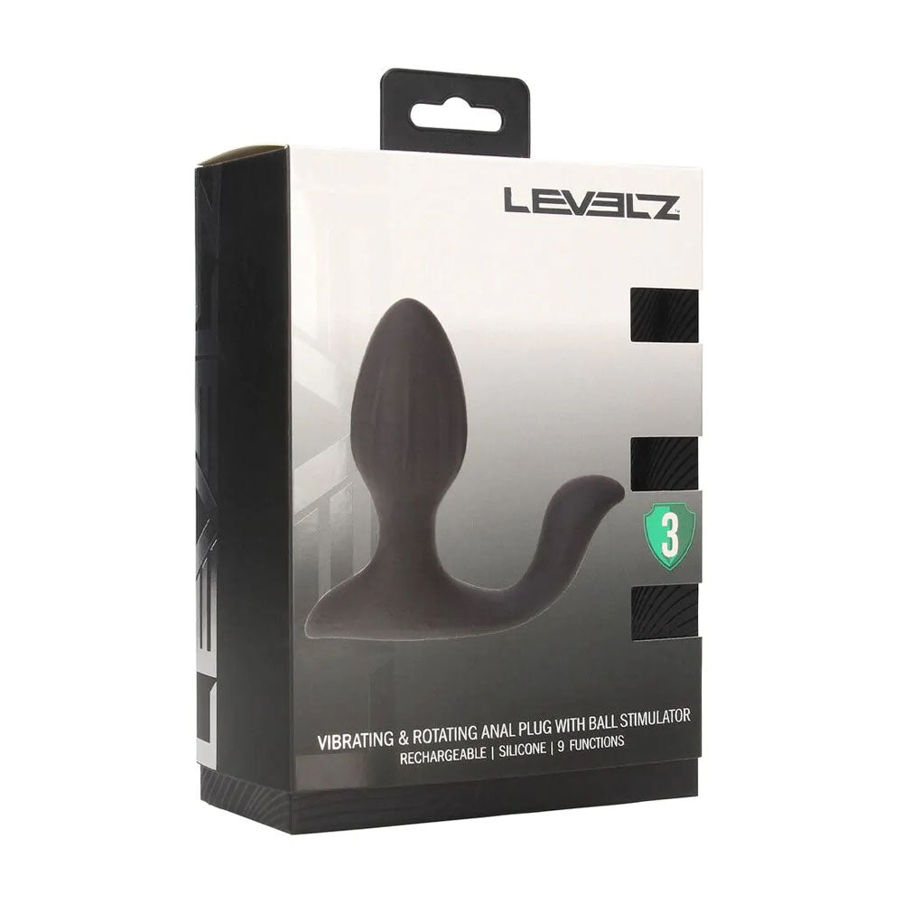 LEVELZ Vibrating & Rotating Anal Plug with Ball Stimulator - Black 10.7 cm USB Rechargeable