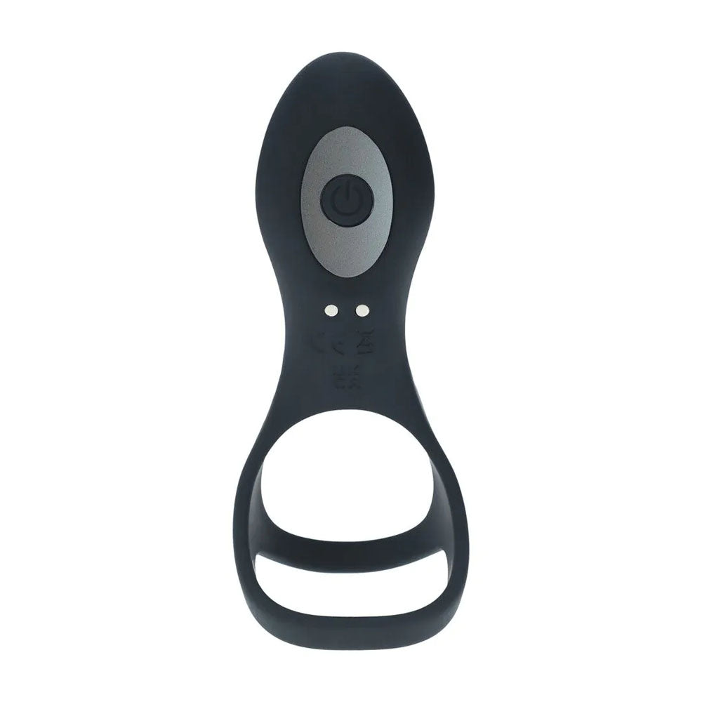 LEVELZ Vibrating Cock & Ball Ring with Shaft Loop - Black USB Rechargeable