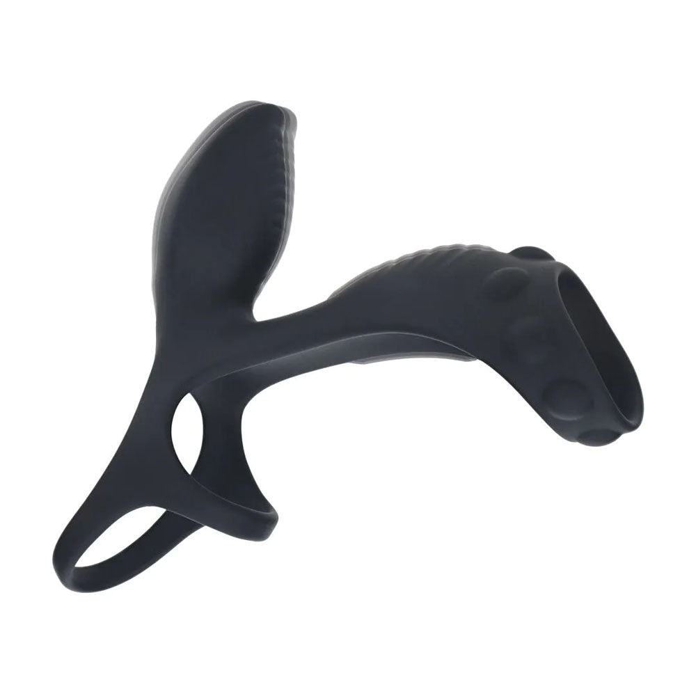 LEVELZ Vibrating Cock & Ball Ring with Shaft Loop - Black USB Rechargeable